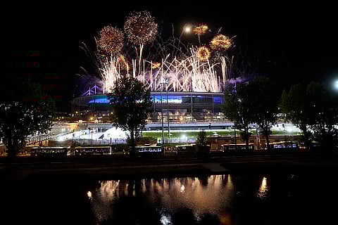 Fireworks during 2024 Summer Olympics closing ceremony